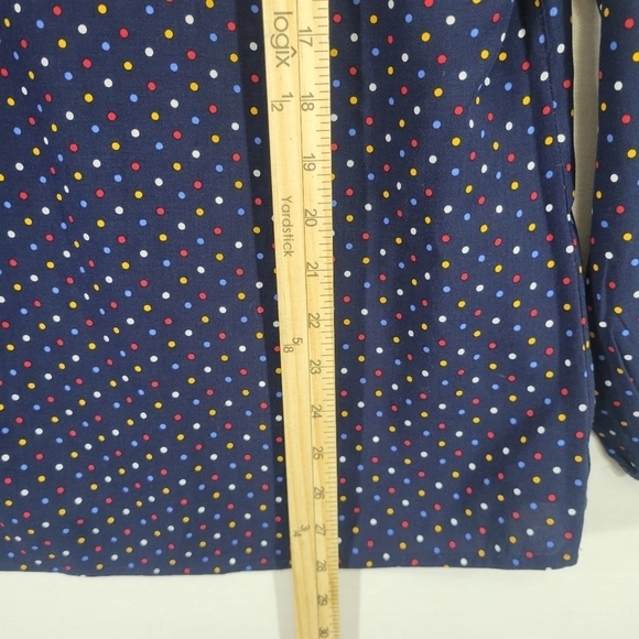 New Talbots Navy Polka Dot Long Sleeve Rayon Top Medium - Picture 4 of 9